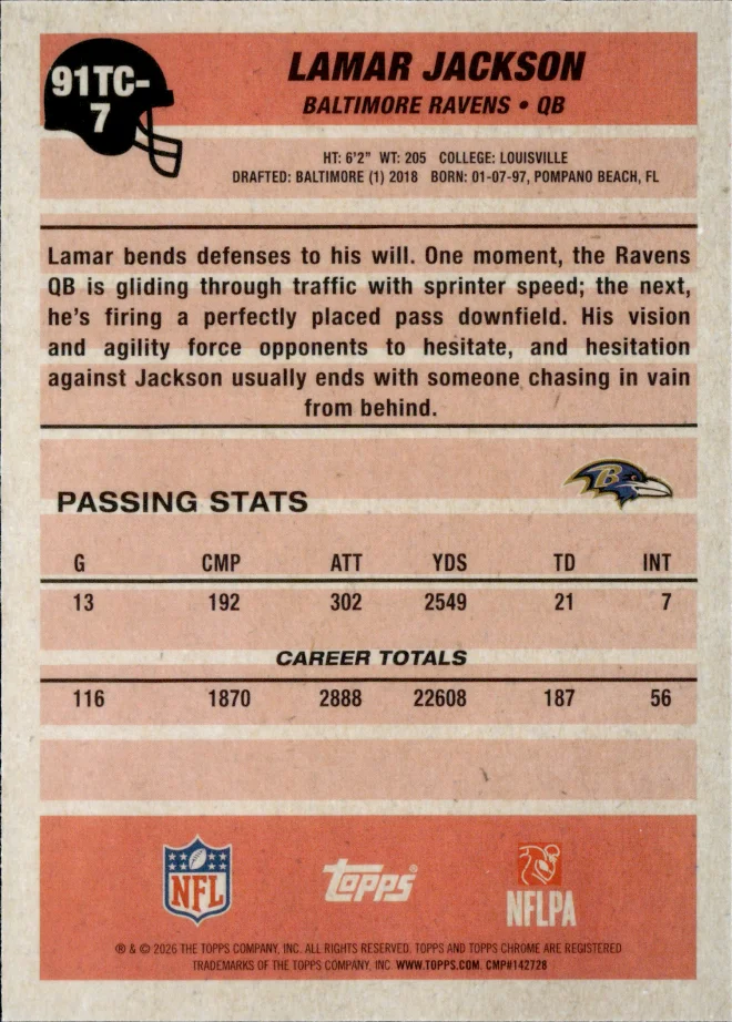 Lamar Jackson card back