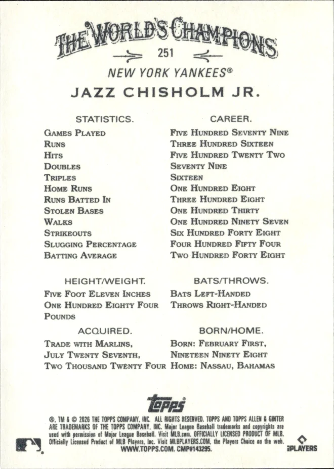 Jazz Chisholm Jr. card back