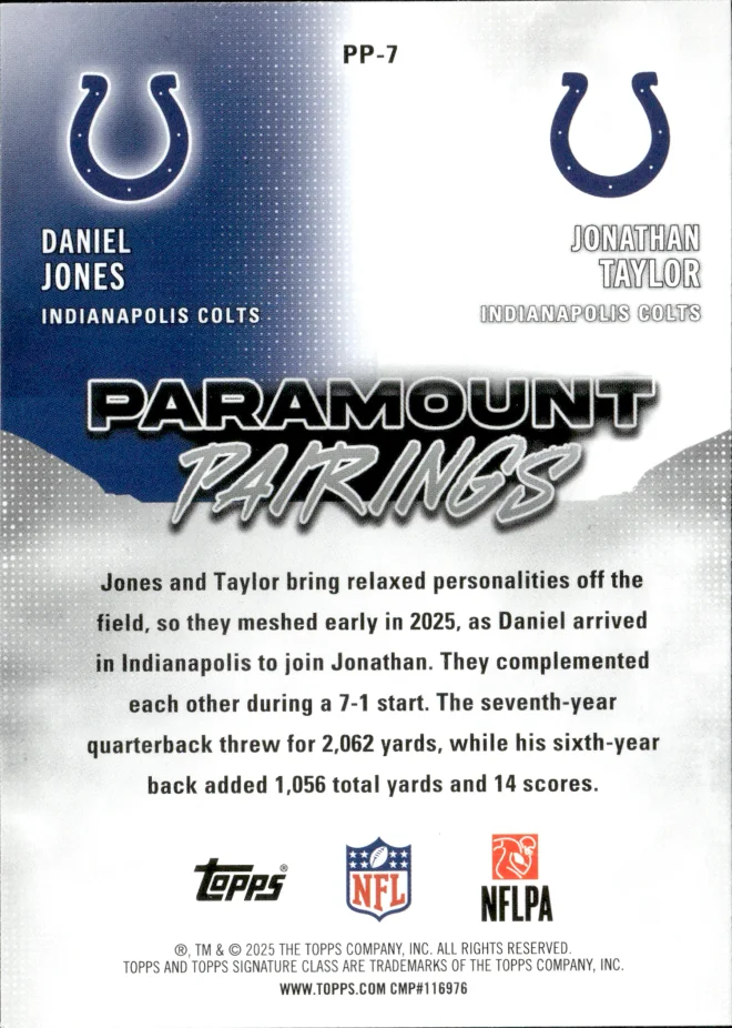 Daniel Jones / Jonathan Taylor card back