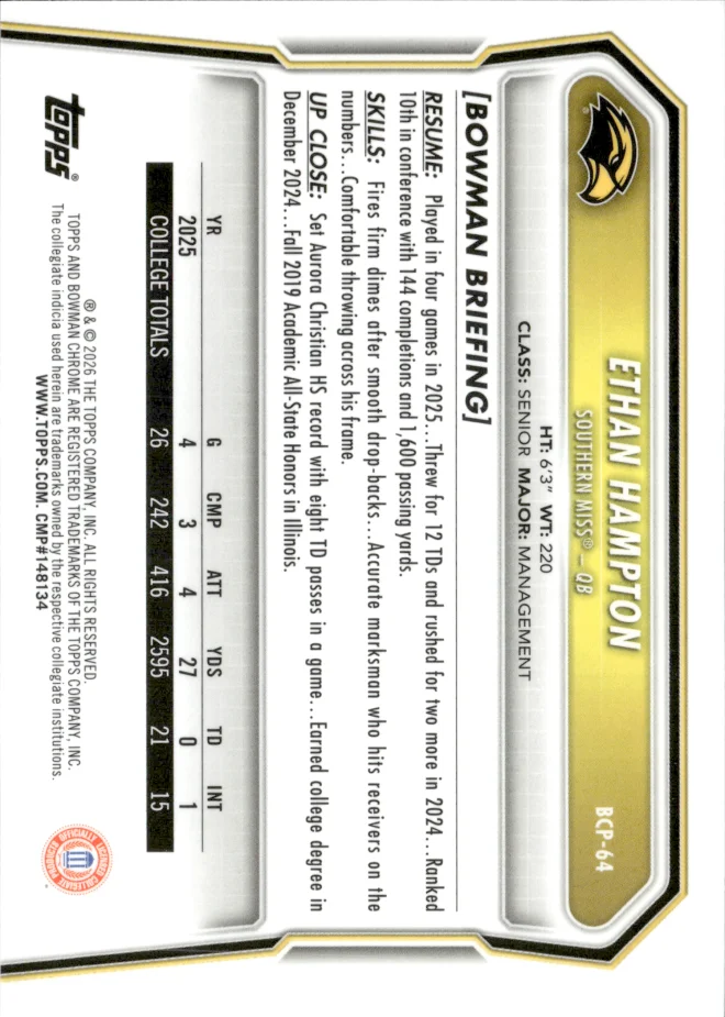 Ethan Hampton card back