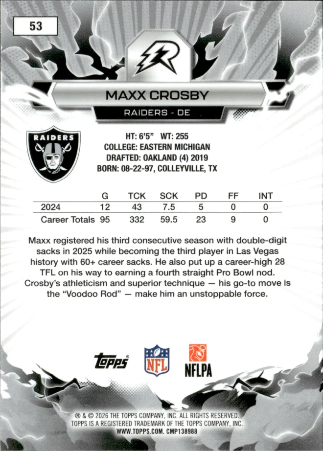 Maxx Crosby card back