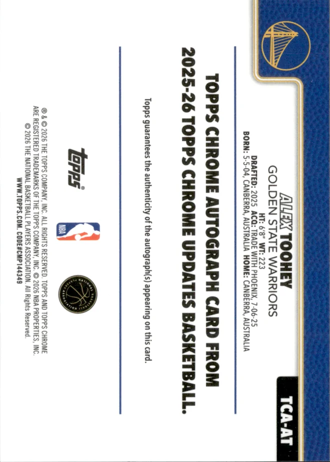 Alex Toohey card back
