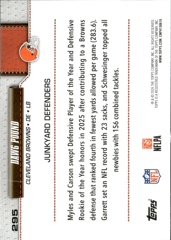 Myles Garrett / Carson Schwesinger card back