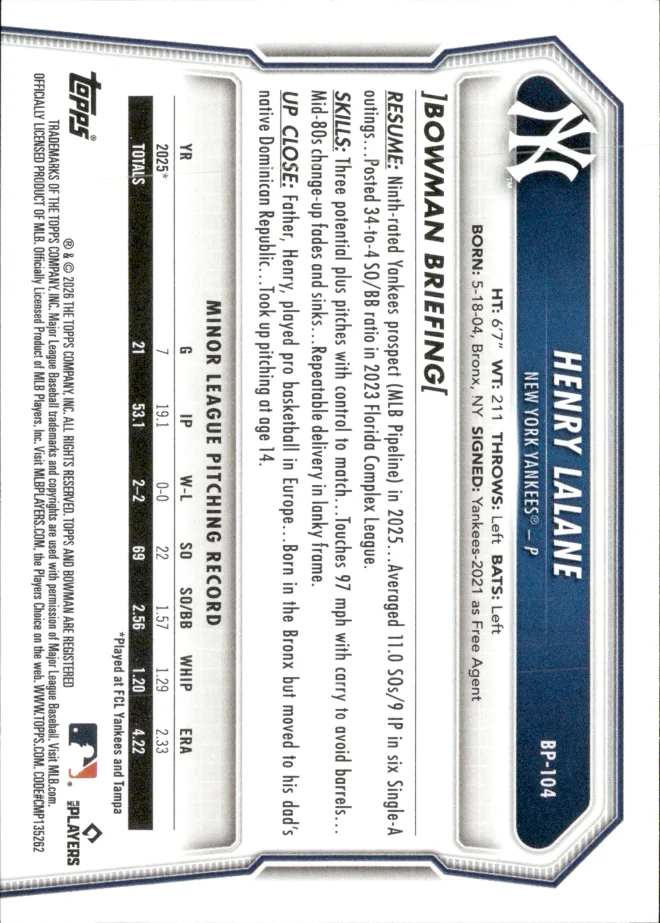 Henry Lalane card back
