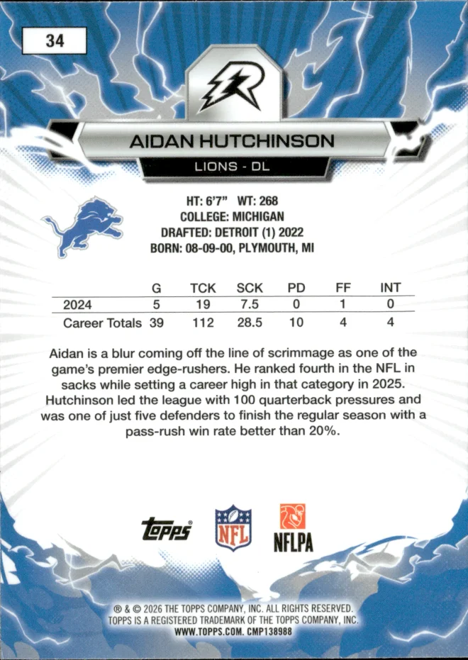 Aidan Hutchinson card back