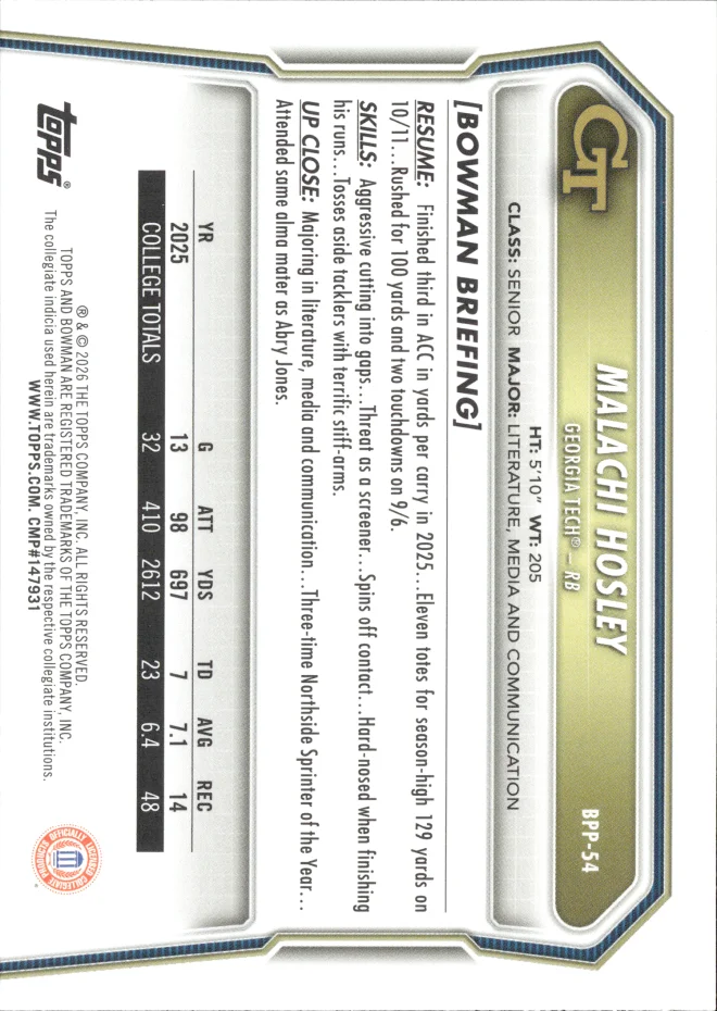 Malachi Hosley card back