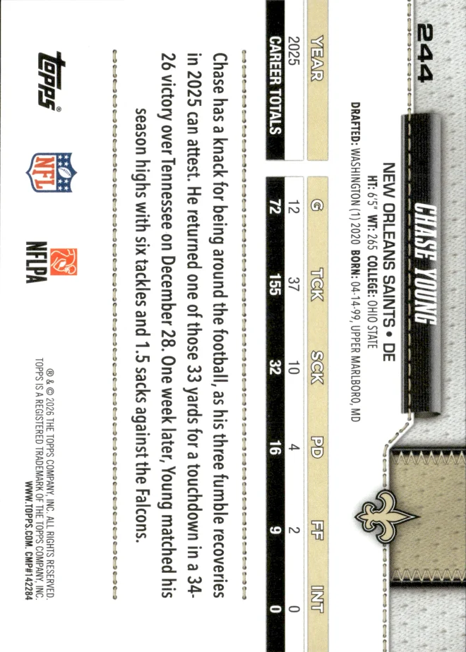 Chase Young card back