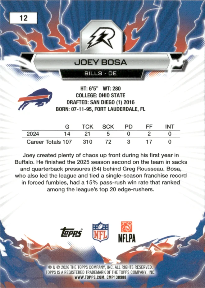 Joey Bosa card back