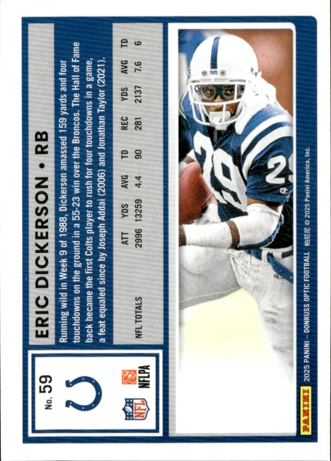 Eric Dickerson card back