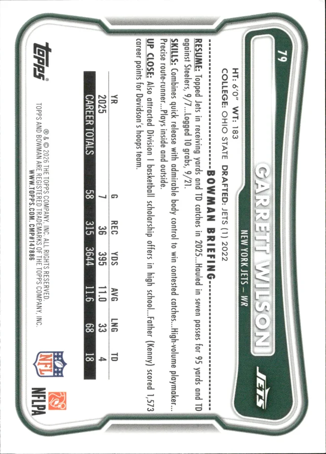 Garrett Wilson card back