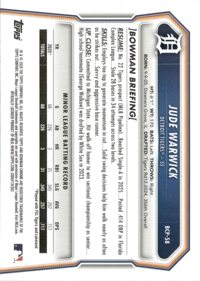 Jude Warwick card back