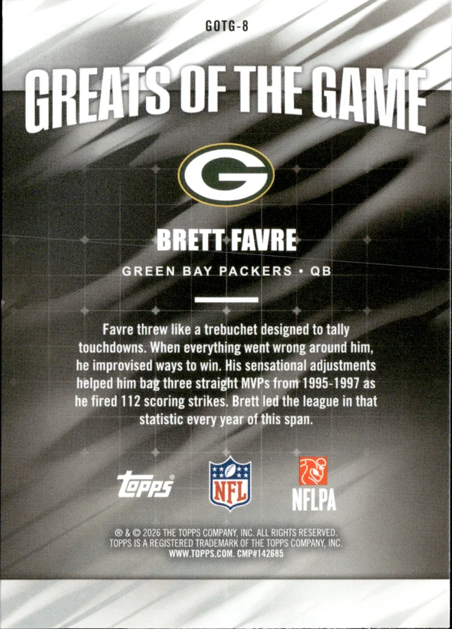 Brett Favre card back
