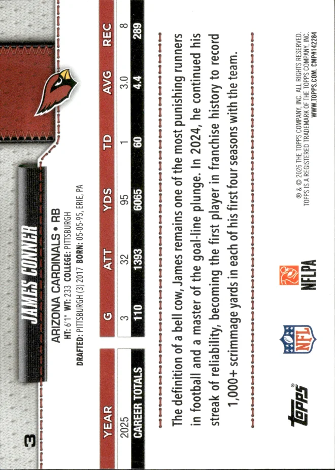 James Conner card back