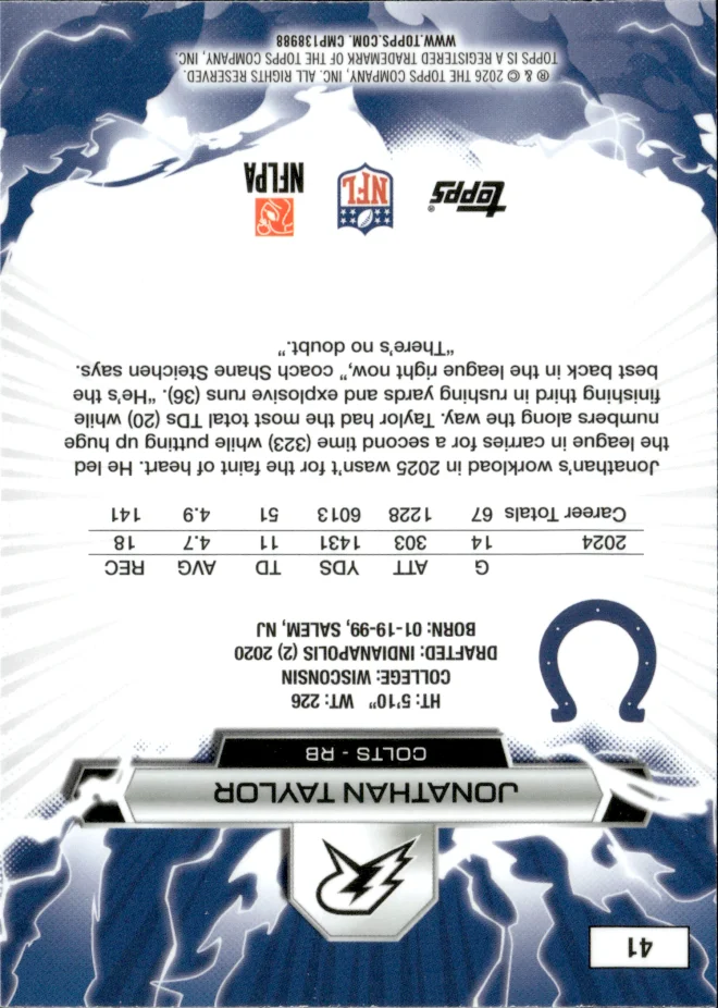 Jonathan Taylor card back