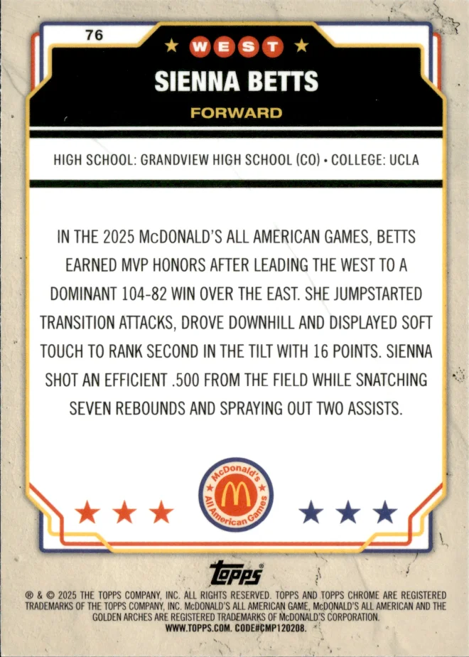 Sienna Betts card back