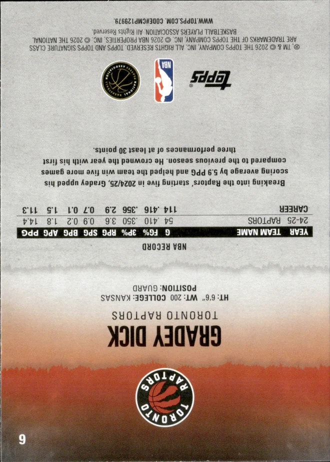 Gradey Dick card back