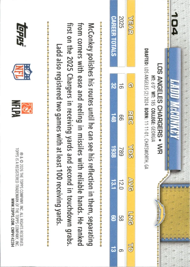 Ladd McConkey card back