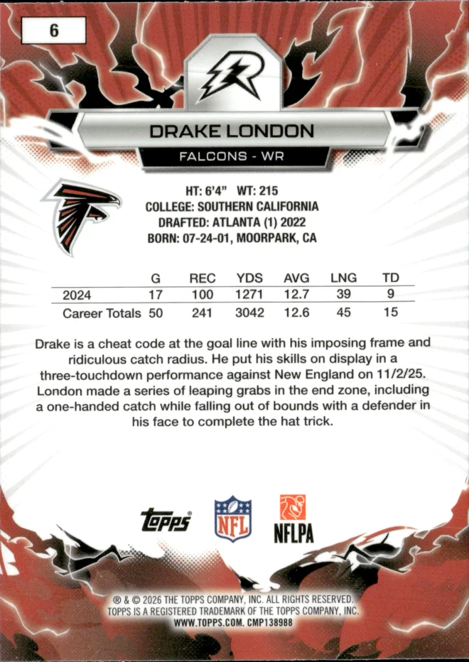 Drake London card back