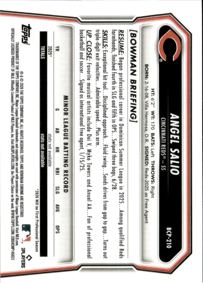 Angel Salio card back