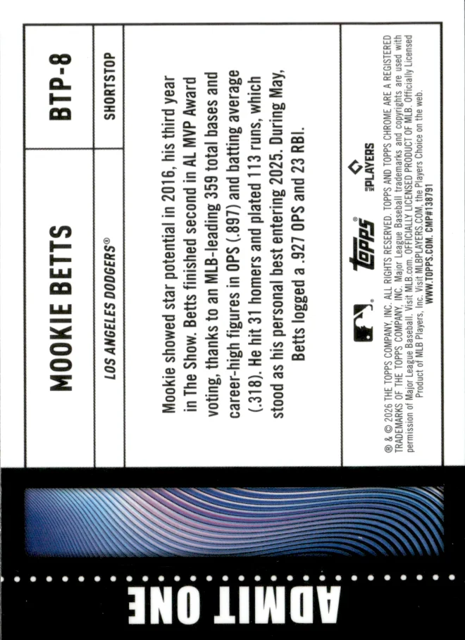 Mookie Betts card back