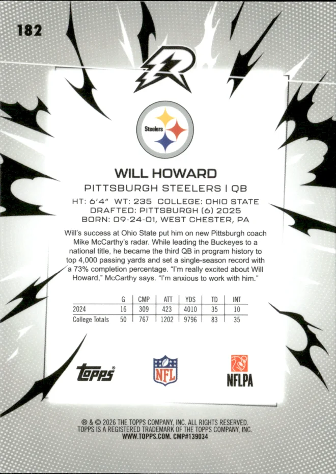 Will Howard card back