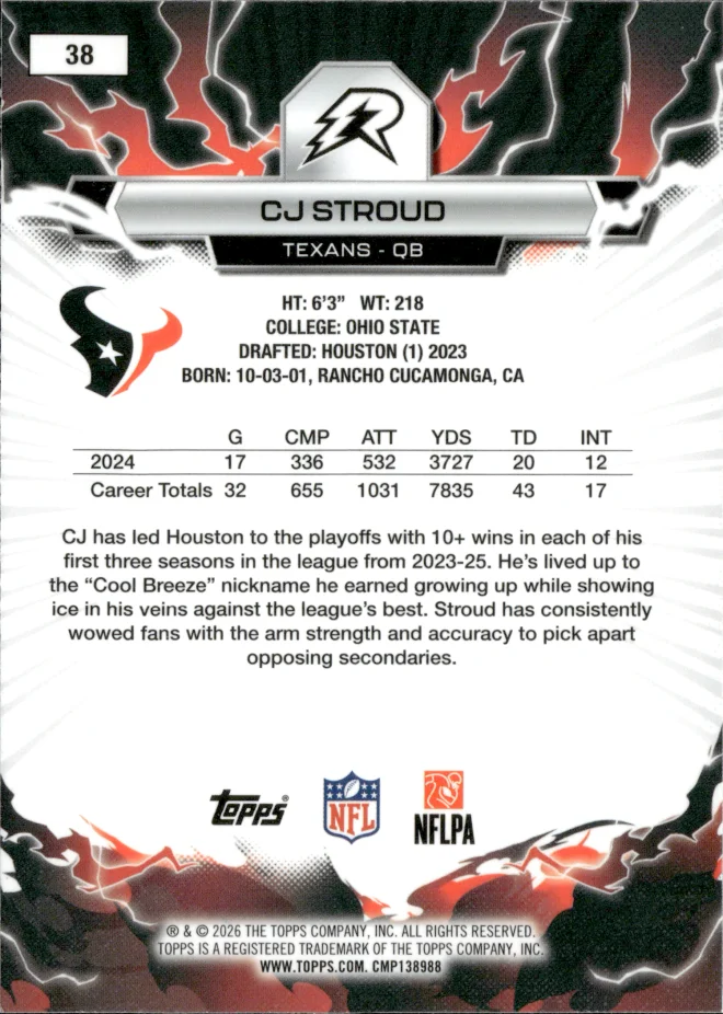 CJ Stroud card back
