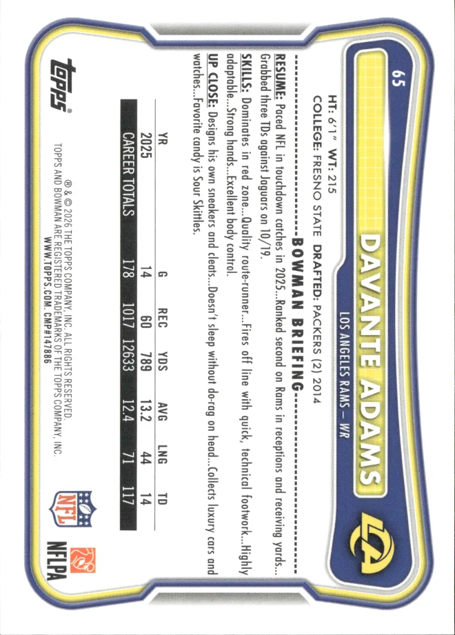 Davante Adams card back