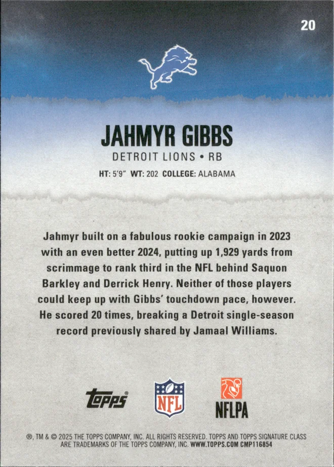 Jahmyr Gibbs card back