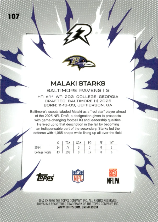 Malaki Starks card back