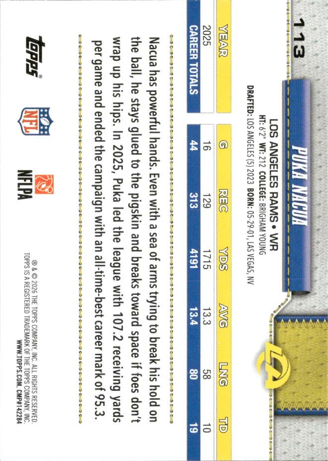 Puka Nacua card back