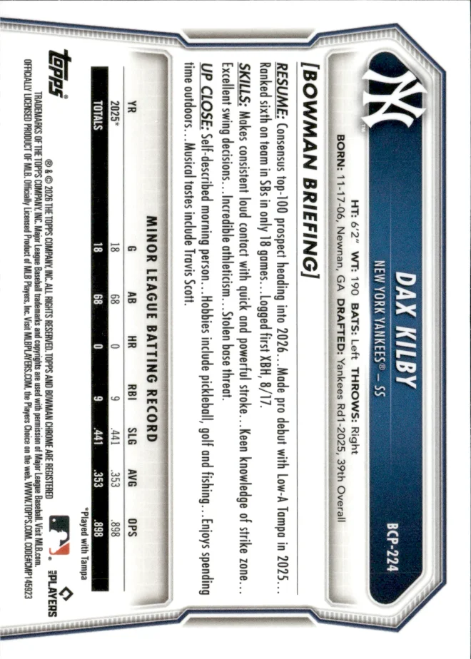 Dax Kilby card back