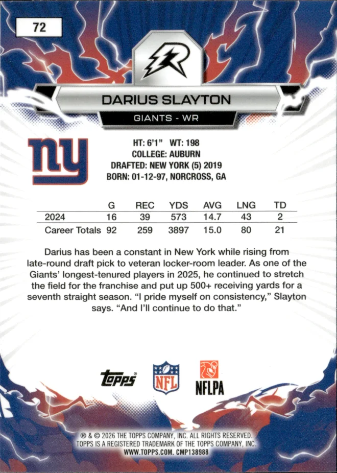 Darius Slayton card back
