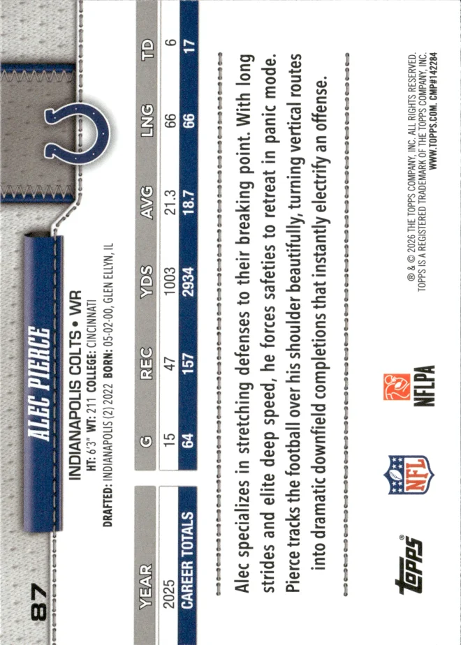 Alec Pierce card back
