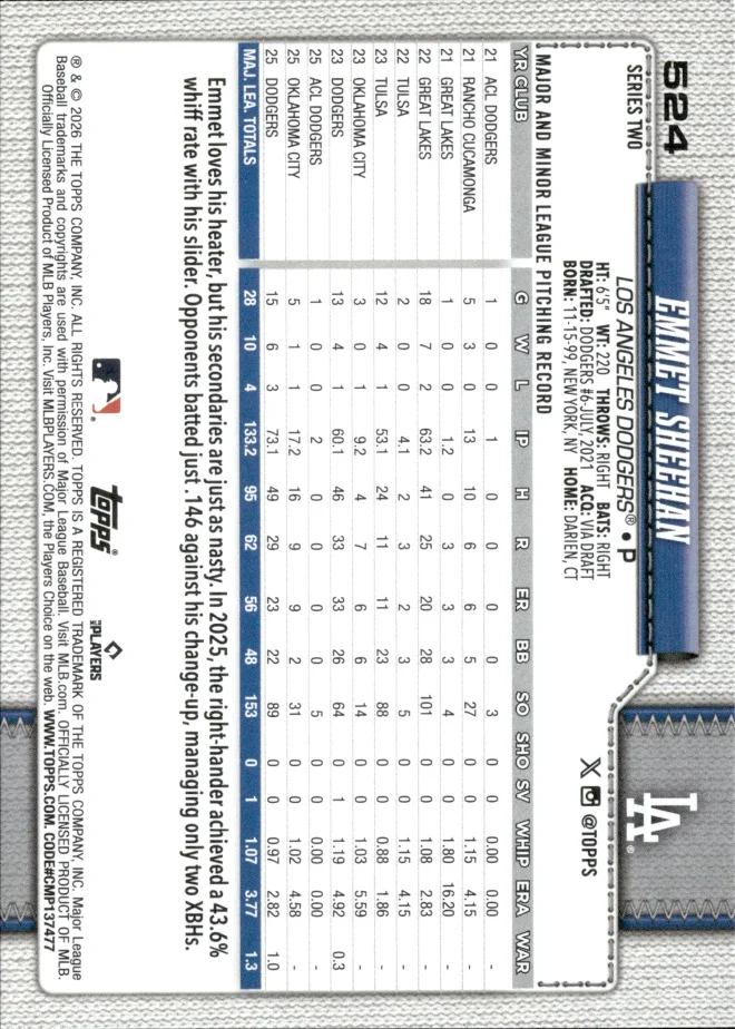 Emmet Sheehan card back