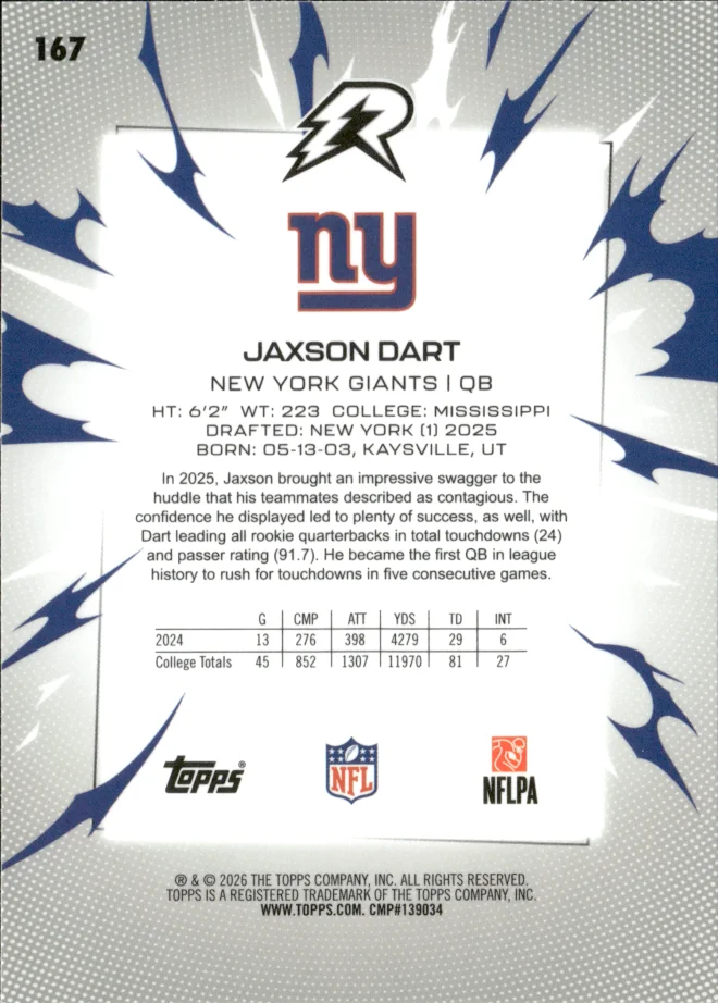 Jaxson Dart card back