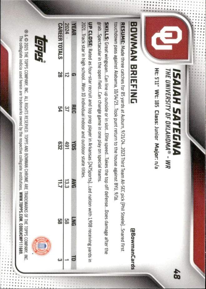 Isaiah Sategna card back