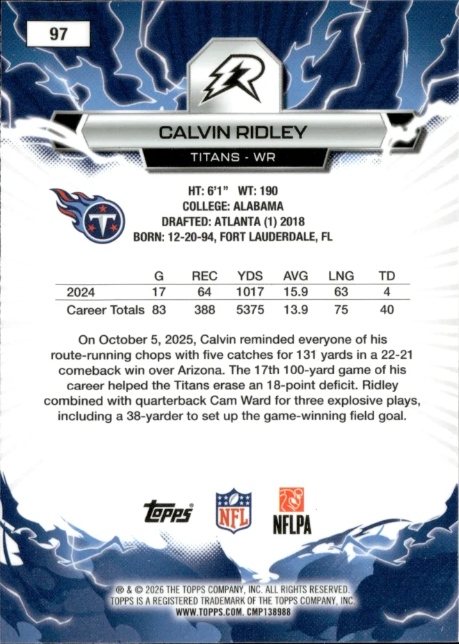 Calvin Ridley card back