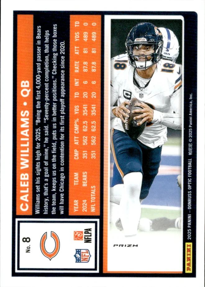 Caleb Williams card back