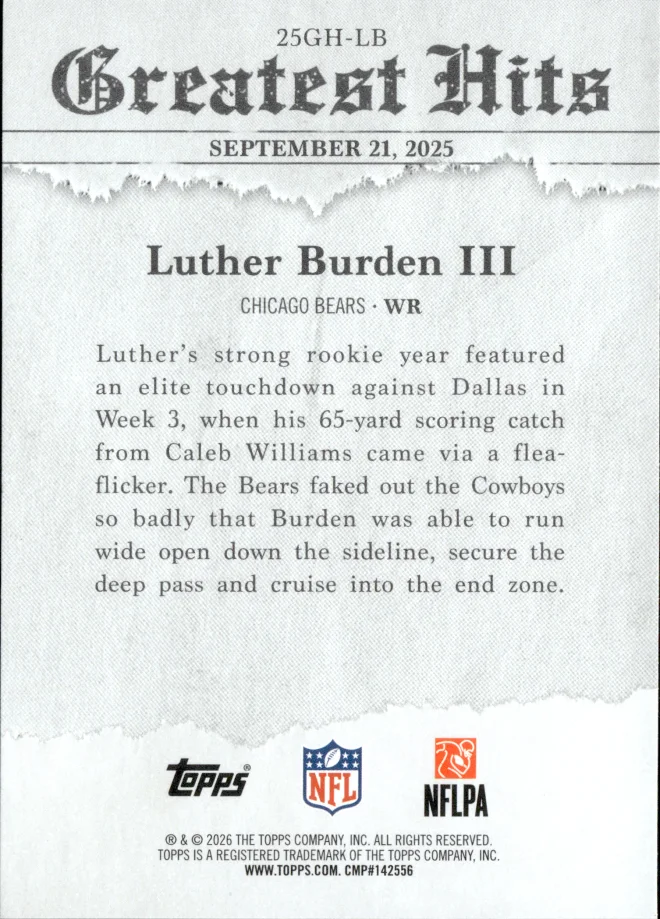 Luther Burden III card back