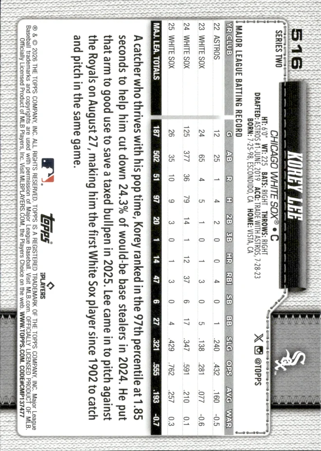 Korey Lee card back
