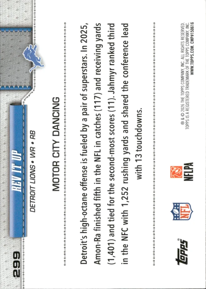 Amon-Ra St. Brown / Jahmyr Gibbs card back