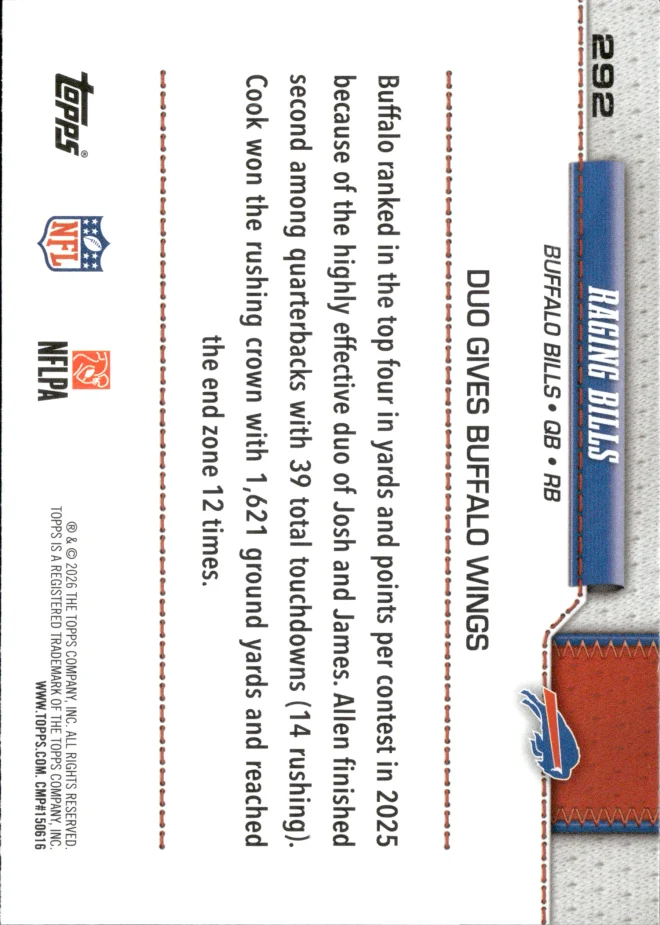 Josh Allen / James Cook card back