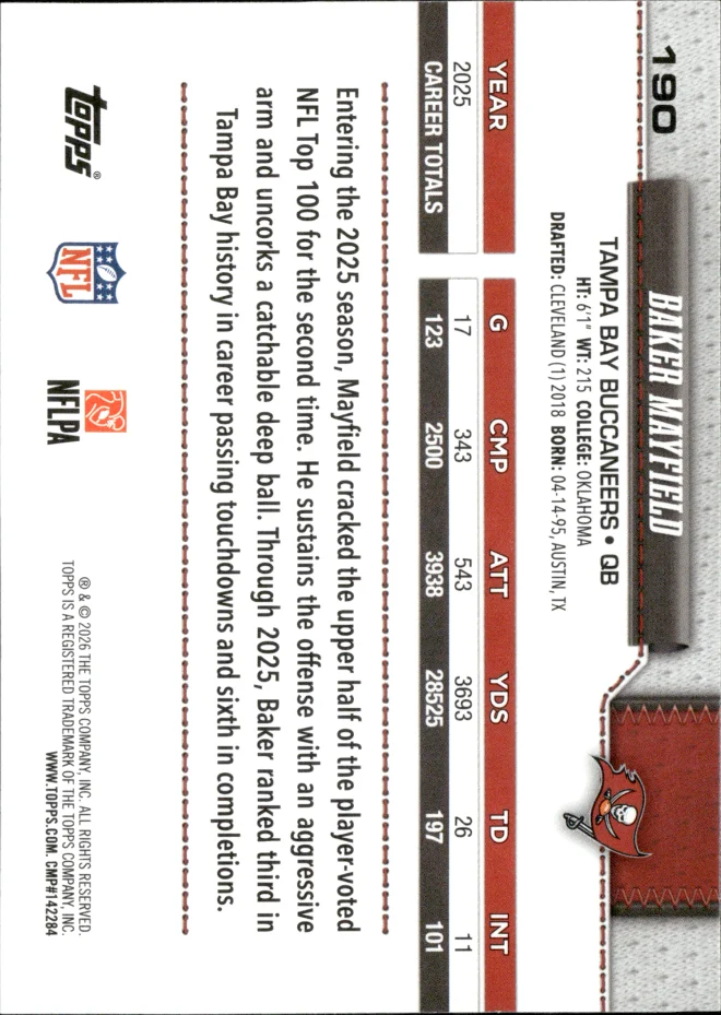 Baker Mayfield card back