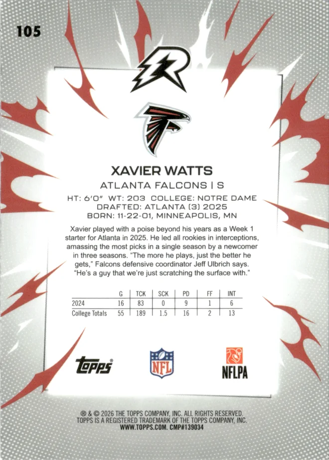 Xavier Watts card back