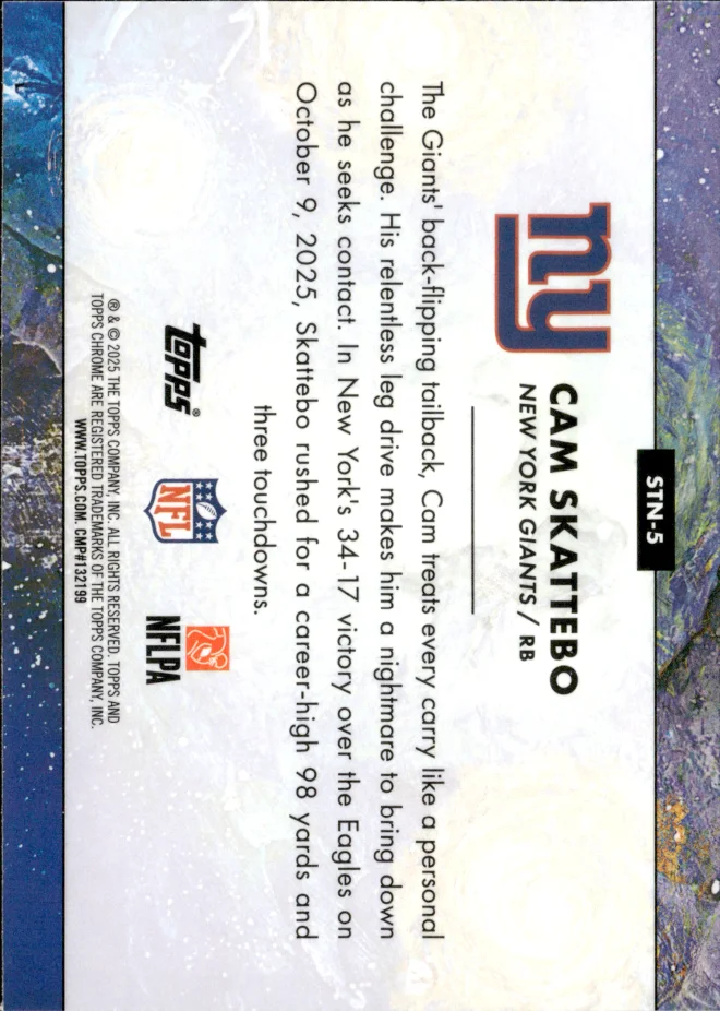 Cam Skattebo card back