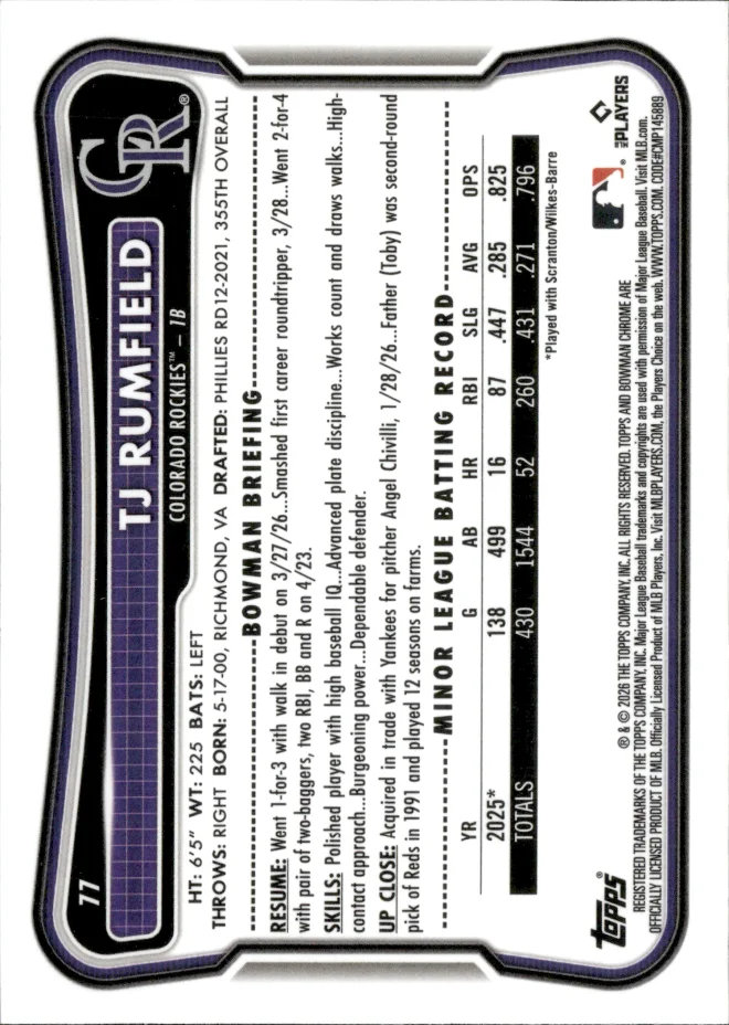TJ Rumfield card back