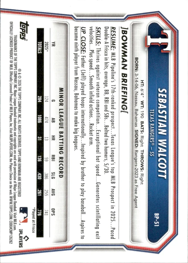 Sebastian Walcott card back