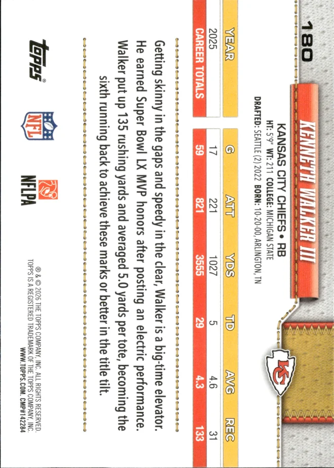 Kenneth Walker III card back