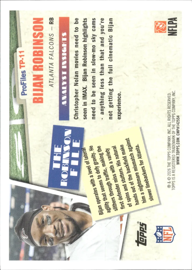 Bijan Robinson card back