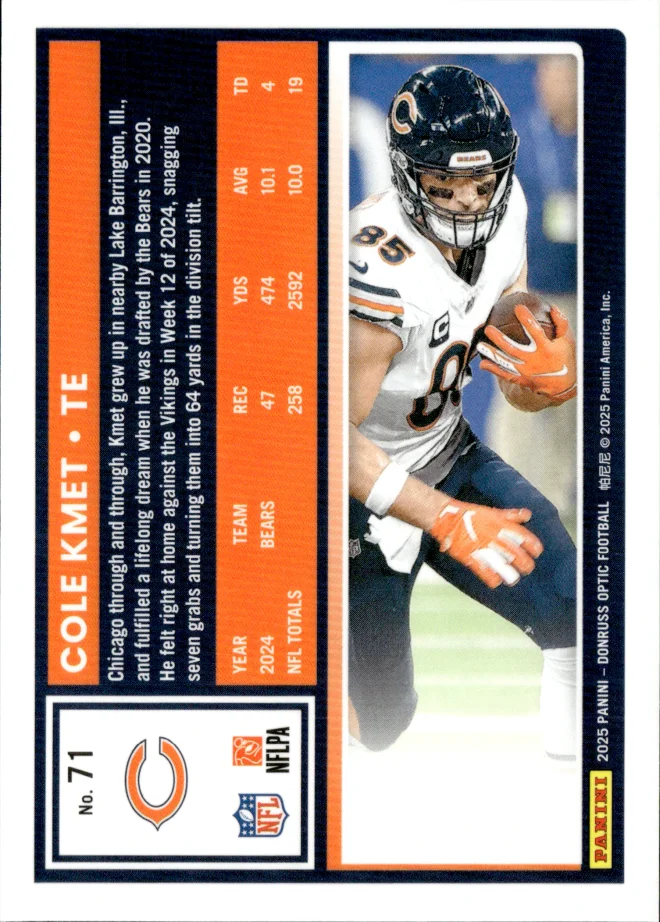 Cole Kmet card back